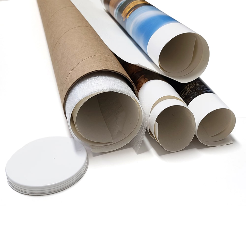 Rolls of paper and cardboard on a white background